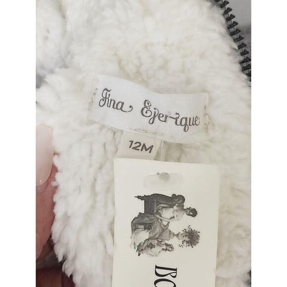 FINA EJERIQUE NWT Baby Faux Sheepskin Hooded Coat in Gray Size 12M - Picture 10 of 12